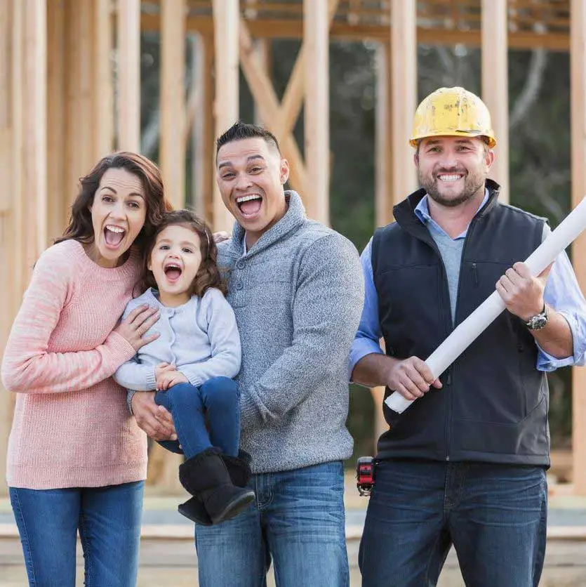 LUX custom homes picture of contractor with clients